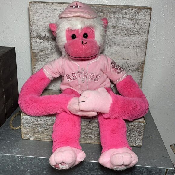 MLB Houston Astros Baseball Rally Monkey Stuffed Plush Doll 18" Pink FOCO - Picture 7 of 16